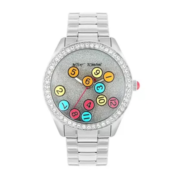 Betsey Johnson Accessories - BETSEY JOHNSON FLOATING NUMBER SILVER TONE WATCH